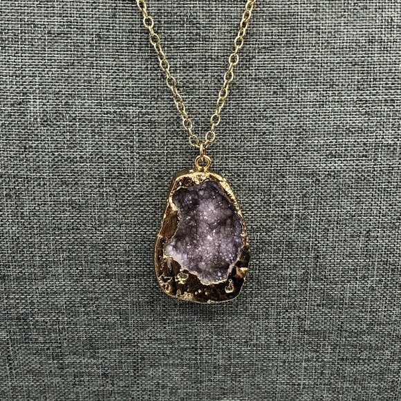Amethyst Geode pendant, gold plated Pendant - Picture 2 of 5